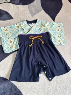 袴ロンパース 男の子 90 水色×ネイビー