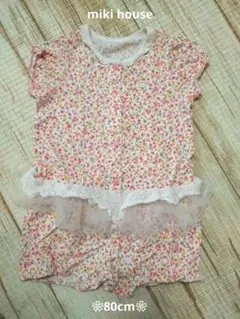 花柄ピンク ベビーロンパース 80サイズ mikihouse