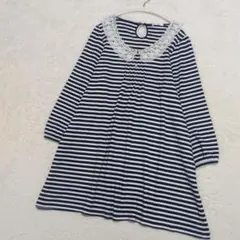 COLZA レース襟 ボーダー チュニック ワンピース L ネイビー