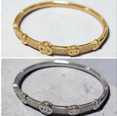 CCマーク ノベルティ バングル ゴールド&シルバーセット♡ 2個セット CCマーク バングル ブレスレット ゴールド & シルバー ①
