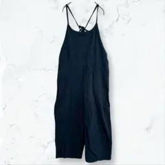 s148 サマンサモスモス デニムサロペット ブルー F 綿麻 ゆったり 春夏