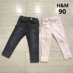 H&M ベビー　子供　女の子　ハート　ピンク　ズボン　パンツ　90