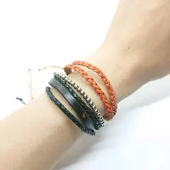 ビーズ レザーブレスレット2本セット③