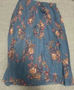 ZARA 青色 花柄 プリーツスカート　28