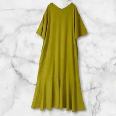 GLOBAL WORK ロングワンピース くすみ　グリーン 半袖　F