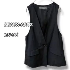 N0776　ノーカラージレベスト　テーラードデザイン　ポケット付き　ブラック　M