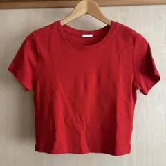 GU Tシャツ ショート丈 M レッド