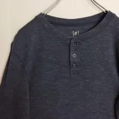 ジョージ 長袖シャツ ロンT サーマルシャツ ヘンリーネック ネイビー 無地