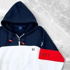 美品 90s FRED PERRY フルジップパーカー ジャージ L ロゴ刺繍のサムネイル
