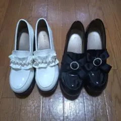 リボン パール装飾 厚底ローファー セット ROJITA