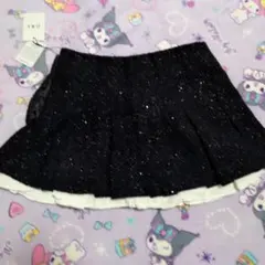 インパン裏地付きフリルツイードプリーツミニスカート[gm838]