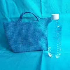 青色手編みトートバッグ