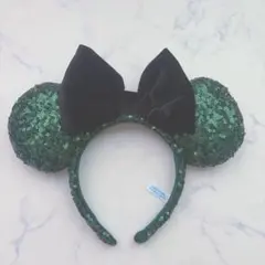 東京ディズニーリゾート カチューシャ スパンコール ダークグリーン