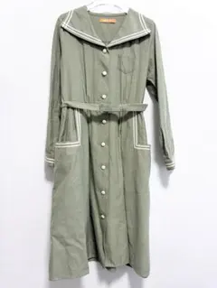 変形セーラー襟　ワンピース　グリーン