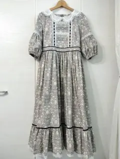 イノセントワールド アンティークパンジーシフォンドレス M 生成×茶