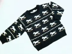 Cottoli 木馬柄　ネイビー　ニット　９０ｃｍ