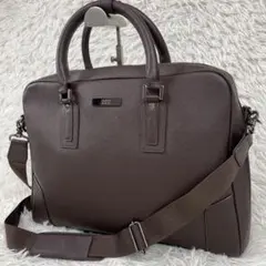 TAKEO KIKUCHI ビジネスバッグ ブラウン 2WAY レザー　A4収納のサムネイル