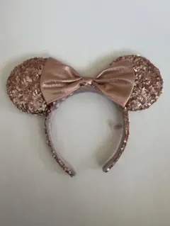 ディズニーカチューシャ　スパンコール　ピンクゴールド