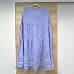 大きいサイズ　薄紫 フレアスカート レース付き