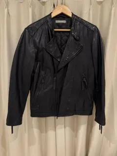 【ナノユニバース】ブラック レザー ライダースジャケット
