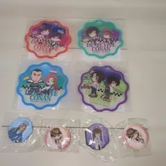 くら寿司×名探偵コナン　ラバーコースター　缶バッジ　マグネットシート