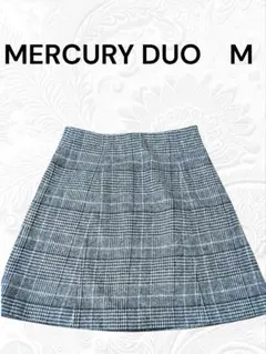 【新品】グレー系チェック柄Aラインミニスカート