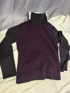 パープル グレー ダイヤモンドパターン ハイネックセーター　茶系