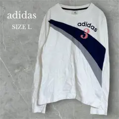 アディダス　ロンT　トップス　長袖　ロゴ　レディース　カジュアル　ホワイト　L
