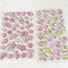 ボンボンドロップシール 和柄　桜　 鳥