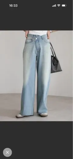 ボンジュールサガン　フロントクロスベルトデニムパンツ