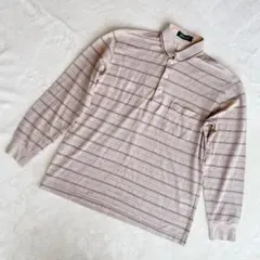 ★GoldenBear ゴールデンベア★長袖ポロシャツ【M】 ボーダー ベージュ