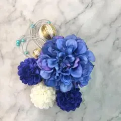 髪飾り　ブルーダリア　７点セット