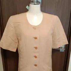 美品JUDY 昭和レトロ半袖ロングジャケットVintage♡花型ボタン♡オレンジのサムネイル
