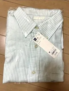 GU オックスフォードシャツ ストライプ グリーン