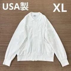 90s USA製 Club West フルジップ コットンジャケット XL 白