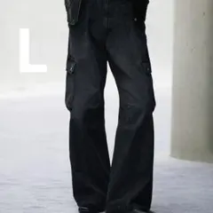 2*様 VINTAGE WASHED DENIM CURVED CARGO L美