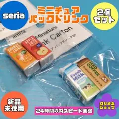 【2個セット】ミニチュア　パックドリンク　2P　コーヒー　牛乳　ジュース　セリア