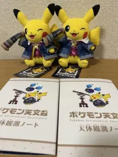 2体セット　ポケモン天文台　ピカチュウ ぬいぐるみ　観測ノート付