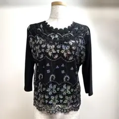 7353★L 黒 キラキラ スパンコール トップス 社交ダンスのサムネイル