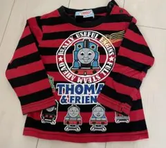 機関車トーマス　ベビー長袖Tシャツ　ボーダー赤黒　95サイズ