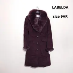 LABELDA ロングコート ファー付きコート アンゴラ フォックスファー