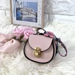 ピンク ミニバッグ型 キーホルダー チャーム PUレザー 小物入れ