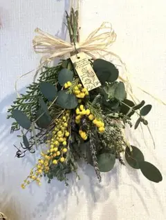 No.024 ミモザ ドライフラワー ナチュラル ミニスワッグ