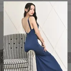 最終お値段！！バックパールチェーン付き ロングドレス キャバ