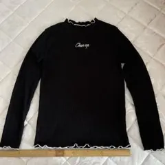 リブ編み 黒 長袖Tシャツ Mサイズ