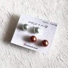 新品✨️パールピアス2ペアセットシンプル お得 フォーマル ブルー ブロンズ