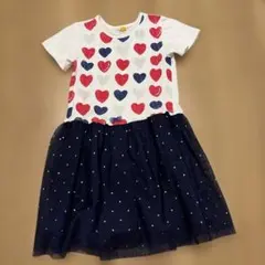 最終値下げ‼️美品✨️moujonjon ハート柄 半袖ワンピース 130cmのサムネイル