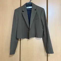 ZARA ブラウン クロップドテーラードジャケット