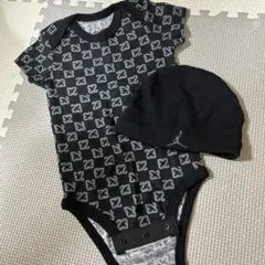 JORDAN ロンパース23ロゴ・帽子セット ブラック0-6M 50-68cm