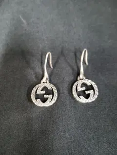 GUCCI グッチ インターロッキングG ピアス シルバー 925 燻し 両耳